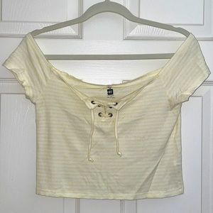 Striped yellow and white crop top